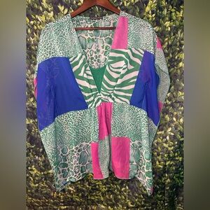Vibrant Patchwork Women's Blouse